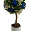 Elegant White Orchid + Blue Roses Tree