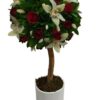 Elegant White Orchid + Red Roses Tree
