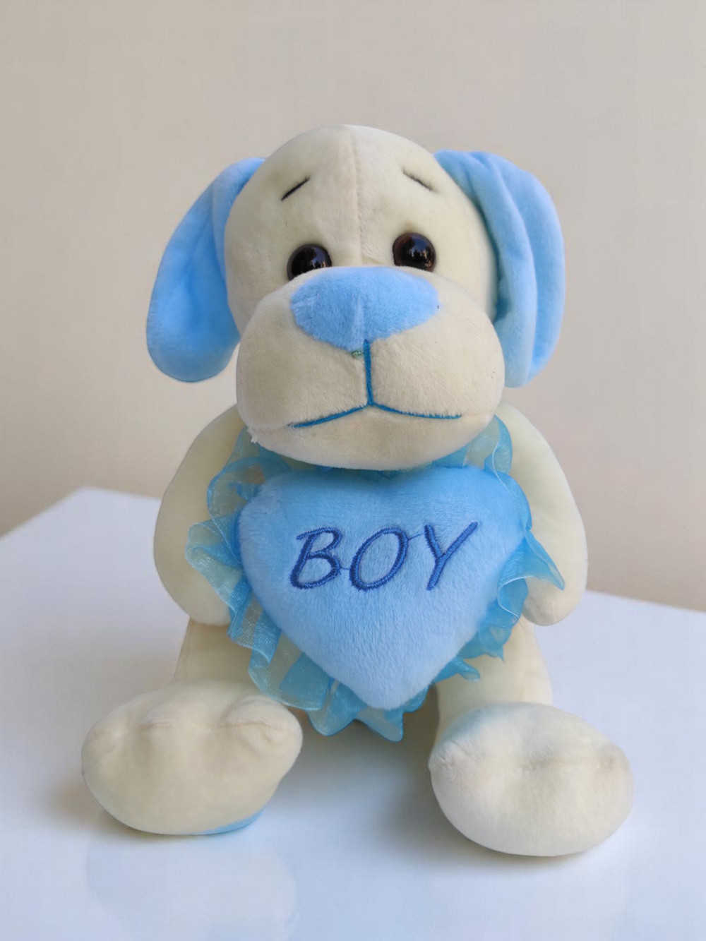 Λούτρινο Εκρού/Γαλάζιο Boy 23cm