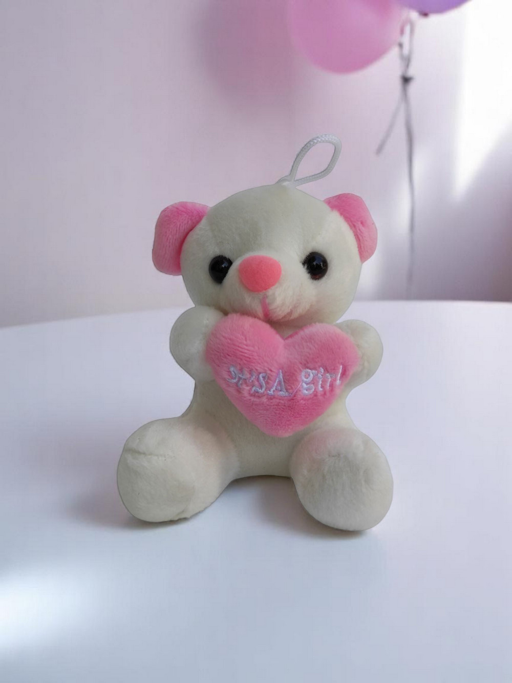 Λούτρινο Λευκό/Ροζ Its a Girl 12cm